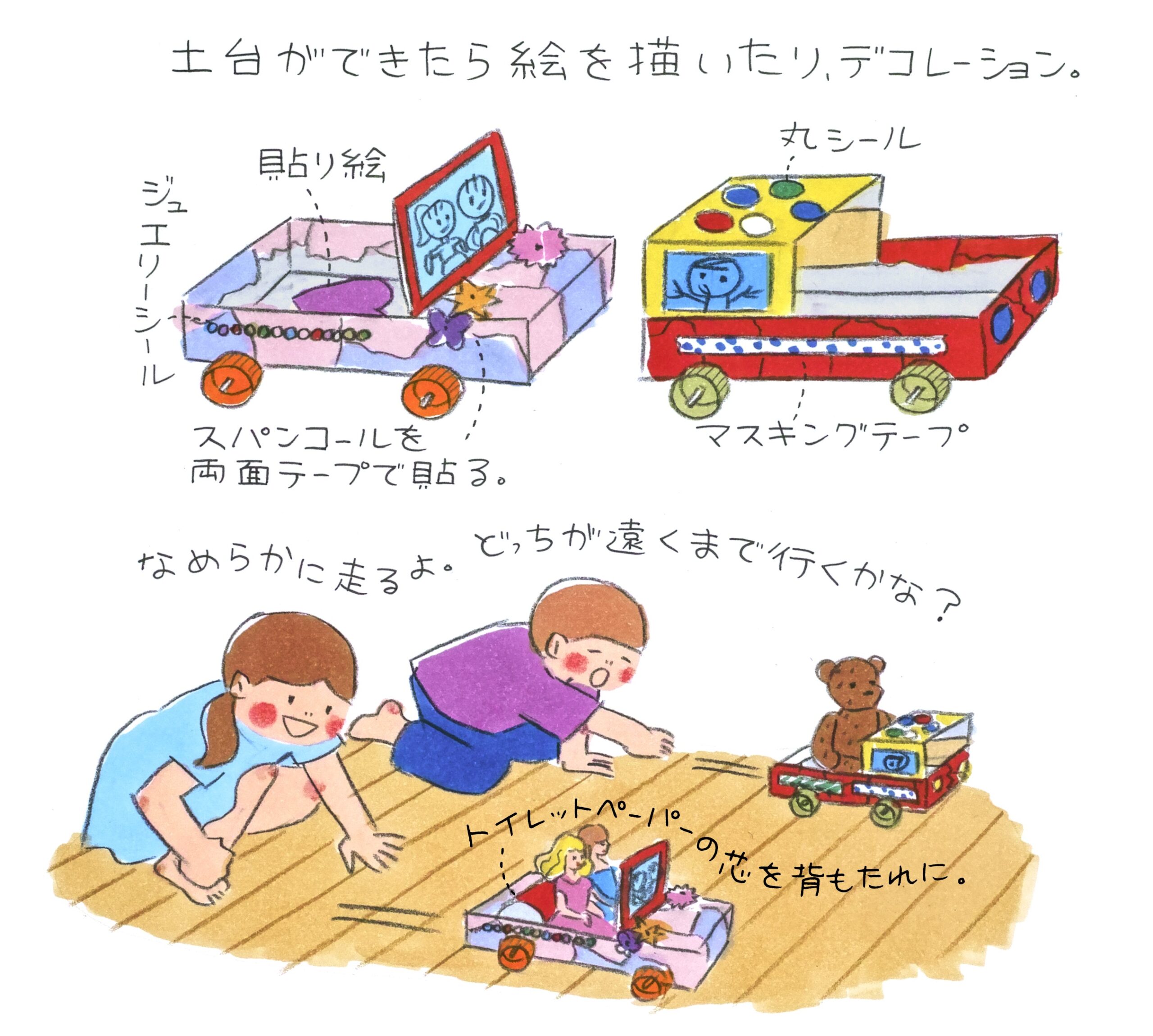 ティッシュ箱工作 車 デコレーション