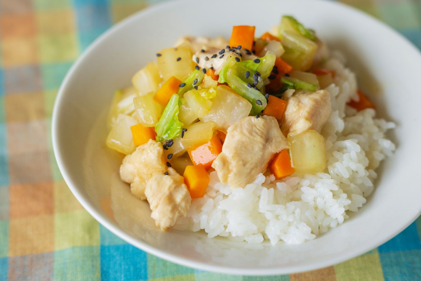 白菜と鶏肉のとろみ丼